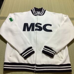 MSC Cruise Line Varsity Zip Up Jacket 2XL Fleece Embroidered White Black